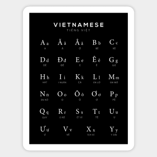 Vietnamese Alphabet Chart, Vietnam Language Chart, Black Magnet